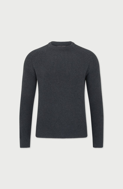 Mens Heavyweight Cotton Fisherman Rib Knit Jumper