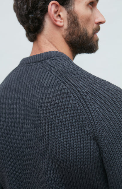 Mens Heavyweight Cotton Fisherman Rib Knit Jumper