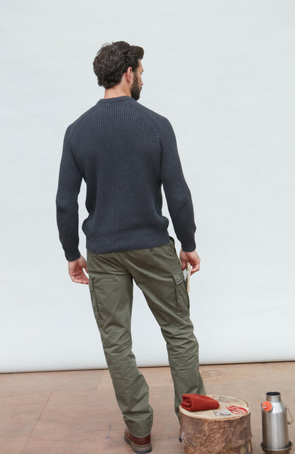 Mens Heavyweight Cotton Fisherman Rib Knit Jumper