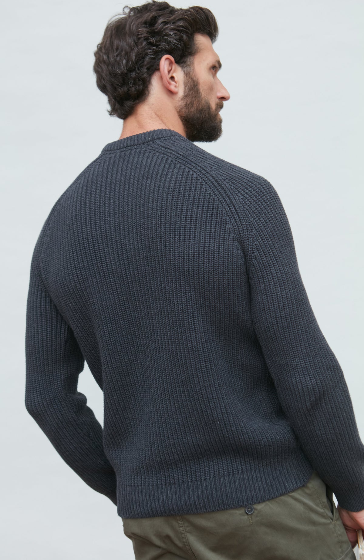 Mens Heavyweight Cotton Fisherman Rib Knit Jumper