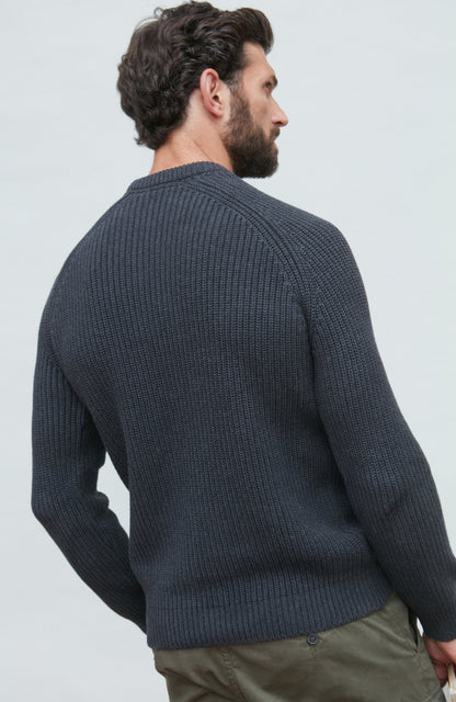 Mens Heavyweight Cotton Fisherman Rib Knit Jumper