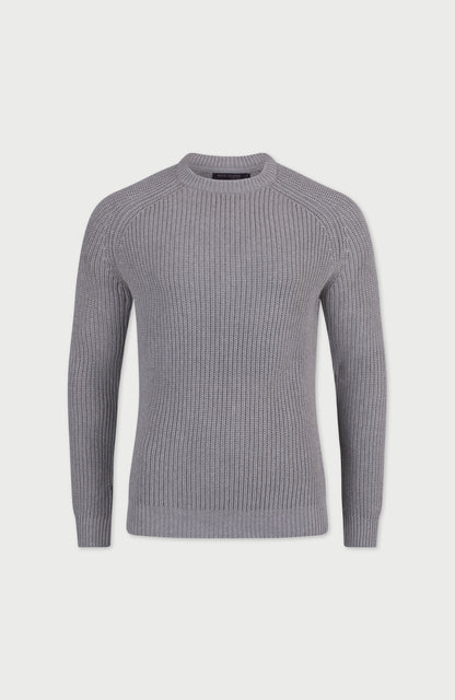 Mens Heavyweight Cotton Fisherman Rib Knit Jumper