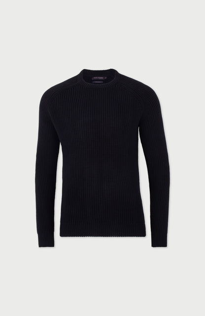 Mens Heavyweight Cotton Fisherman Rib Knit Jumper