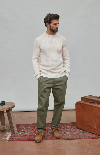 Mens Heavyweight Cotton Fisherman Rib Knit Jumper