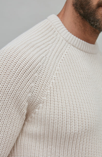 Mens Heavyweight Cotton Fisherman Rib Knit Jumper