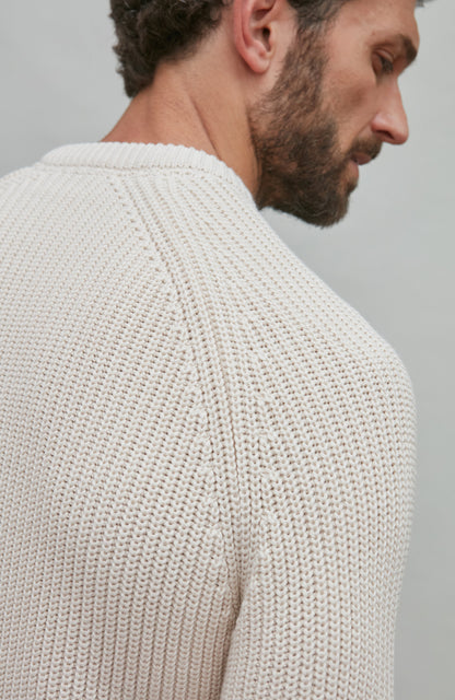 Mens Heavyweight Cotton Fisherman Rib Knit Jumper
