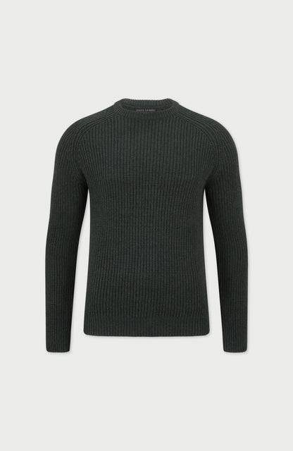 Mens Heavyweight Cotton Fisherman Rib Knit Jumper
