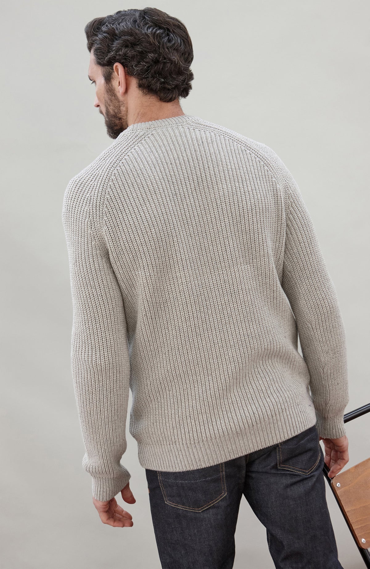 Mens Heavyweight Cotton Fisherman Rib Knit Jumper