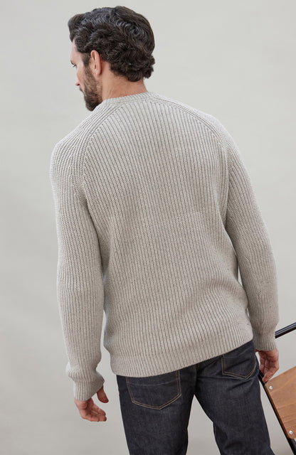 Mens Heavyweight Cotton Fisherman Rib Knit Jumper