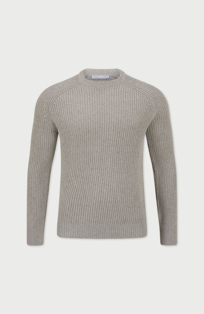 Mens Heavyweight Cotton Fisherman Rib Knit Jumper