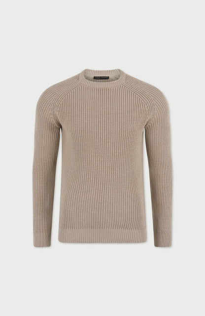 Mens Heavyweight Cotton Fisherman Rib Knit Jumper