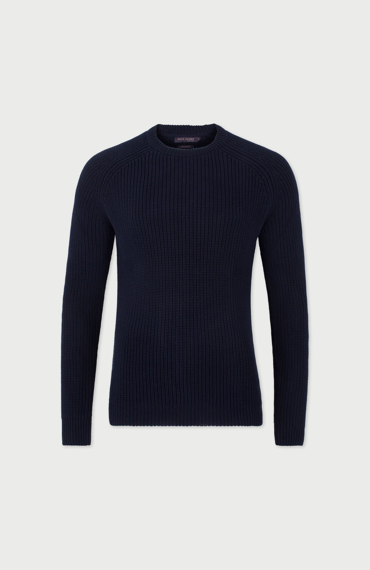 Mens Heavyweight Cotton Fisherman Rib Knit Jumper