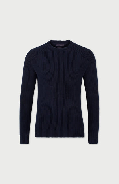 Mens Heavyweight Cotton Fisherman Rib Knit Jumper