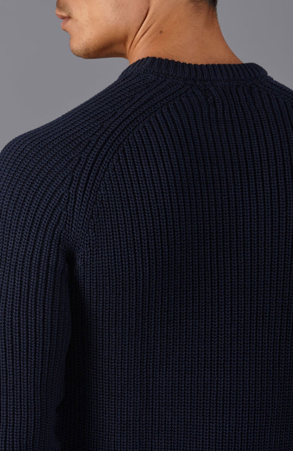 Mens Heavyweight Cotton Fisherman Rib Knit Jumper