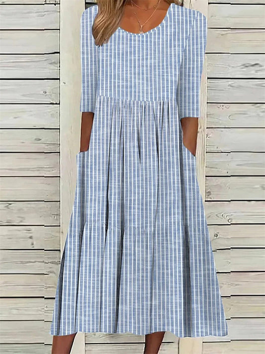 Striped loose fit midi dress for women | Colette