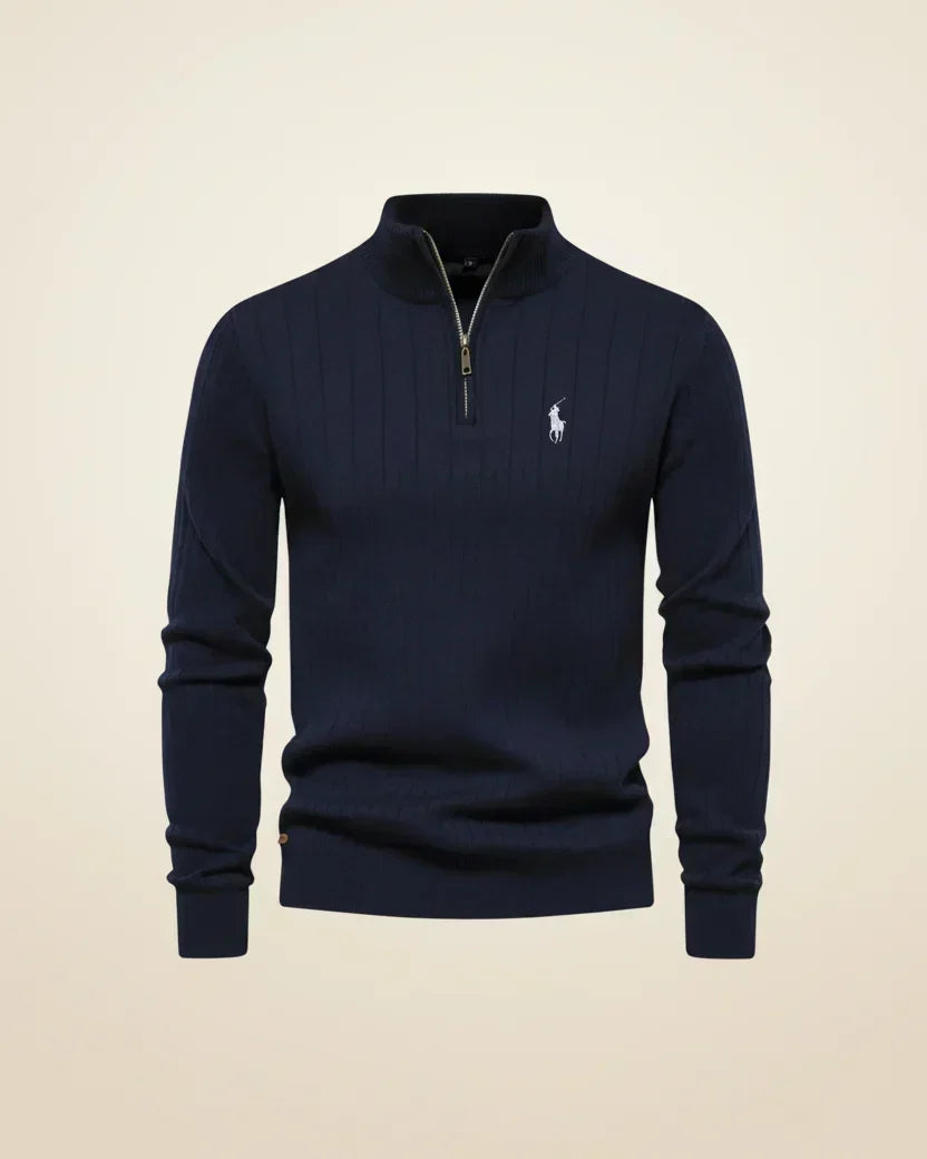 RL Textured Zip-Neck Knit