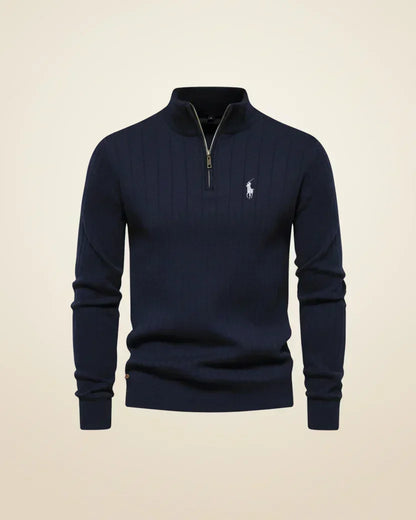 RL Textured Zip-Neck Knit