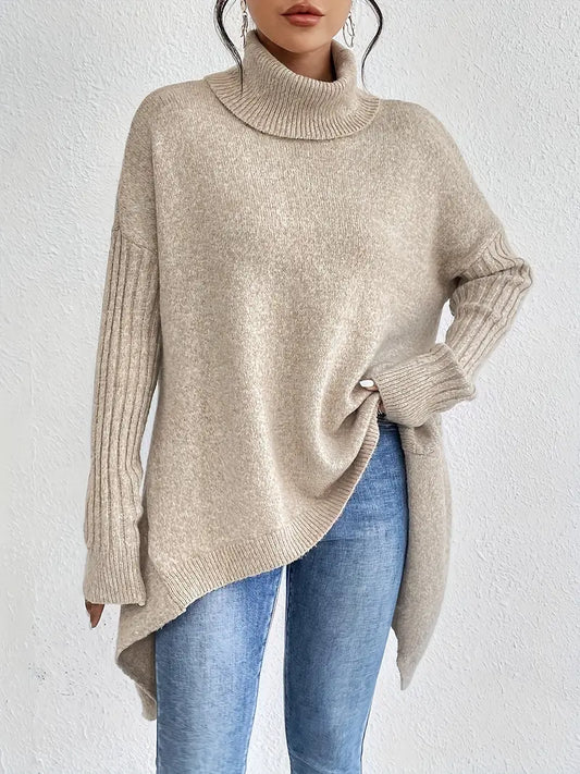 Oversized knit turtleneck everyday jumper for women | Elowen