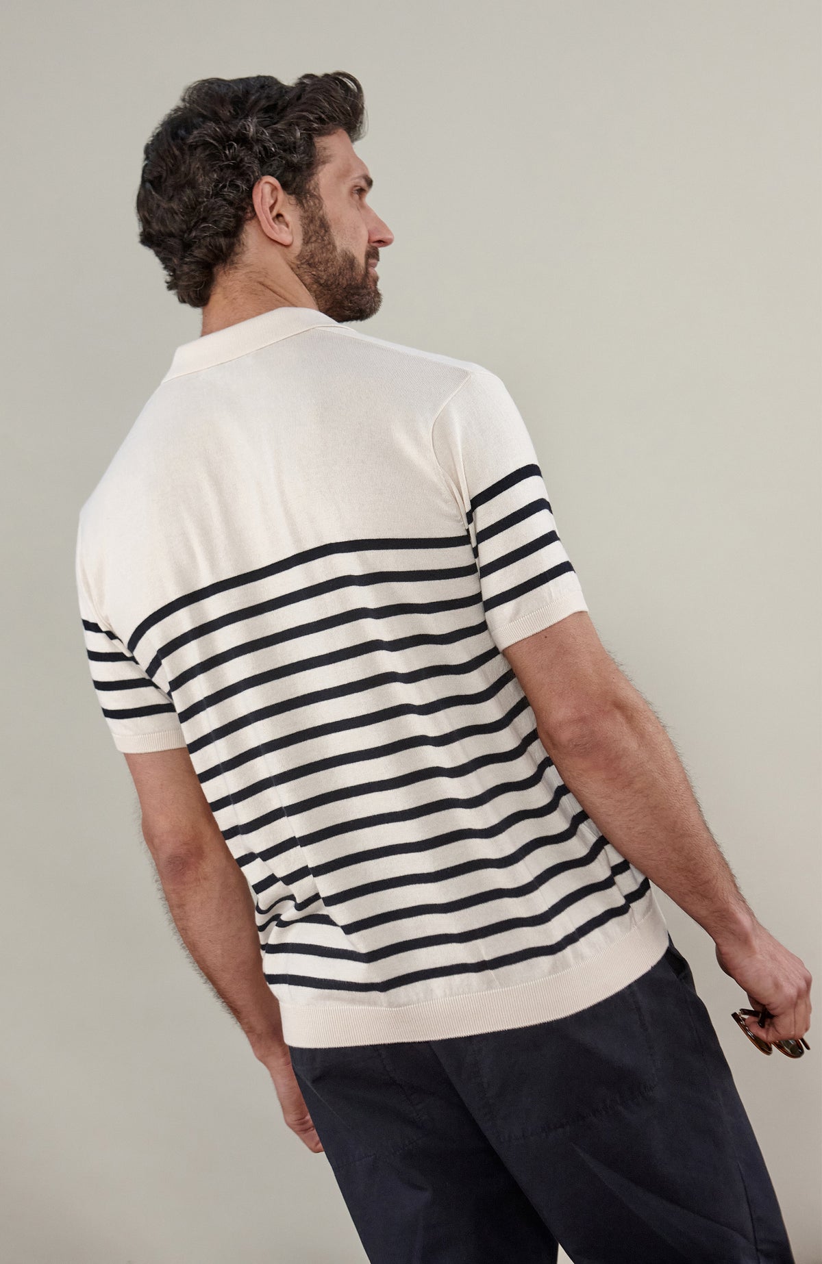 Mens Ultra Fine Cotton Breton Short Sleeve Polo Shirt