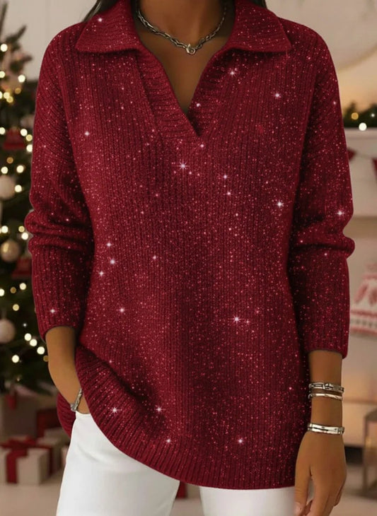 Classic polo-neck everyday knit sweater for women | Léonie