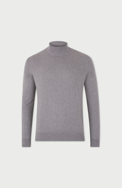 Mens Ultra Fine Cotton Mock Turtle Neck Jumper