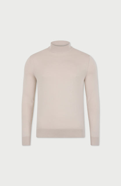 Mens Ultra Fine Cotton Mock Turtle Neck Jumper