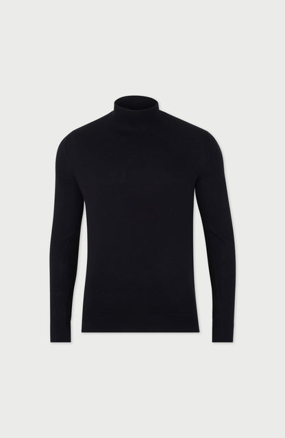 Mens Ultra Fine Cotton Mock Turtle Neck Jumper