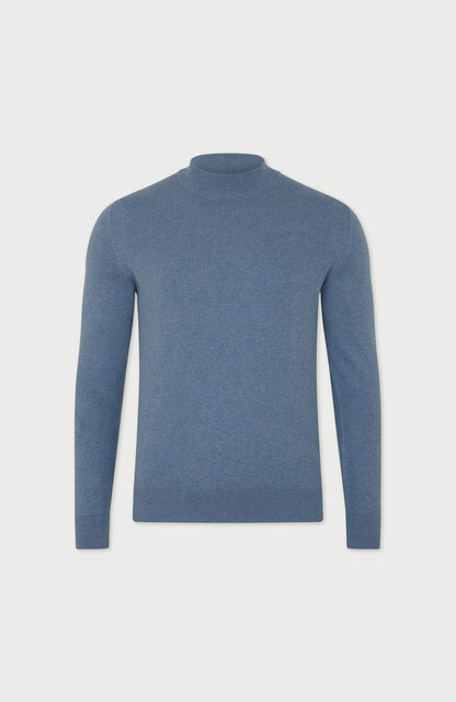 Mens Ultra Fine Cotton Mock Turtle Neck Jumper