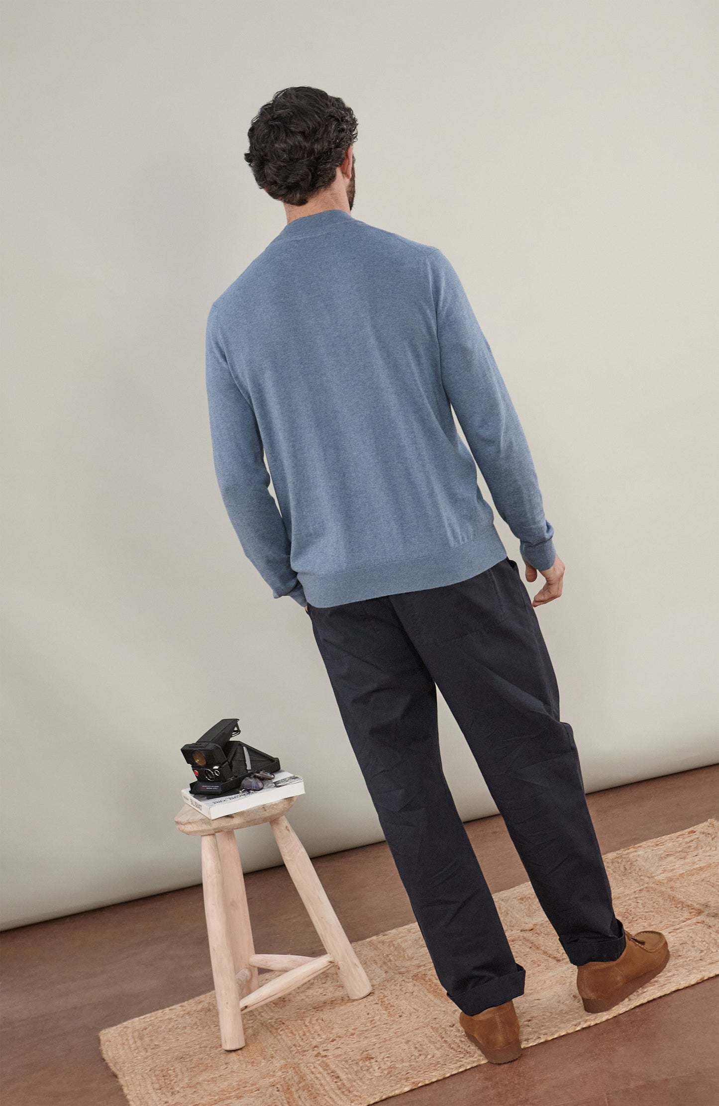 Mens Ultra Fine Cotton Mock Turtle Neck Jumper