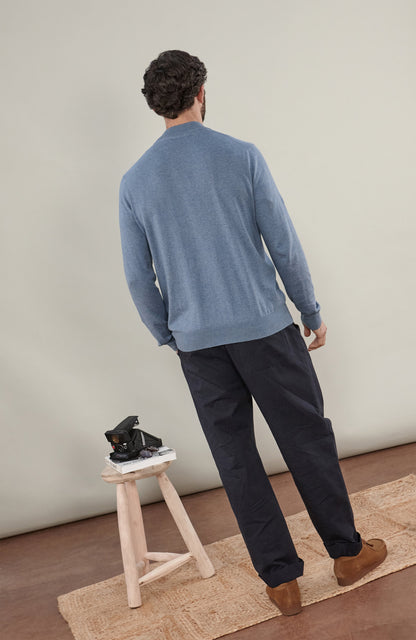 Mens Ultra Fine Cotton Mock Turtle Neck Jumper