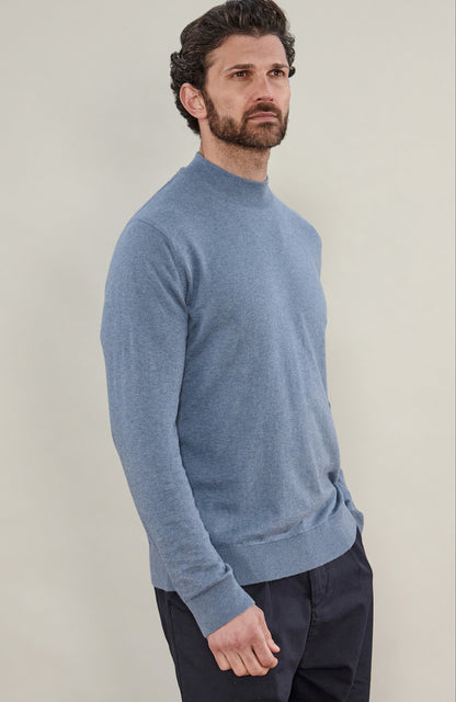 Mens Ultra Fine Cotton Mock Turtle Neck Jumper