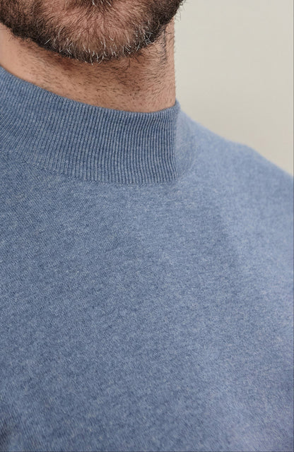 Mens Ultra Fine Cotton Mock Turtle Neck Jumper