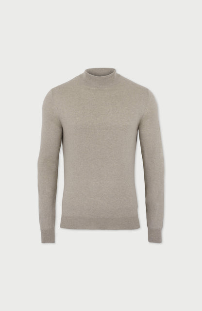 Mens Ultra Fine Cotton Mock Turtle Neck Jumper