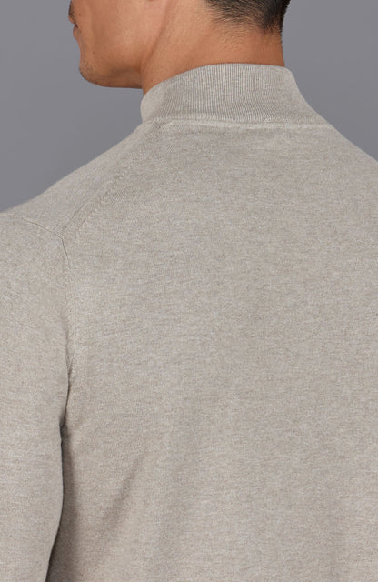 Mens Ultra Fine Cotton Mock Turtle Neck Jumper