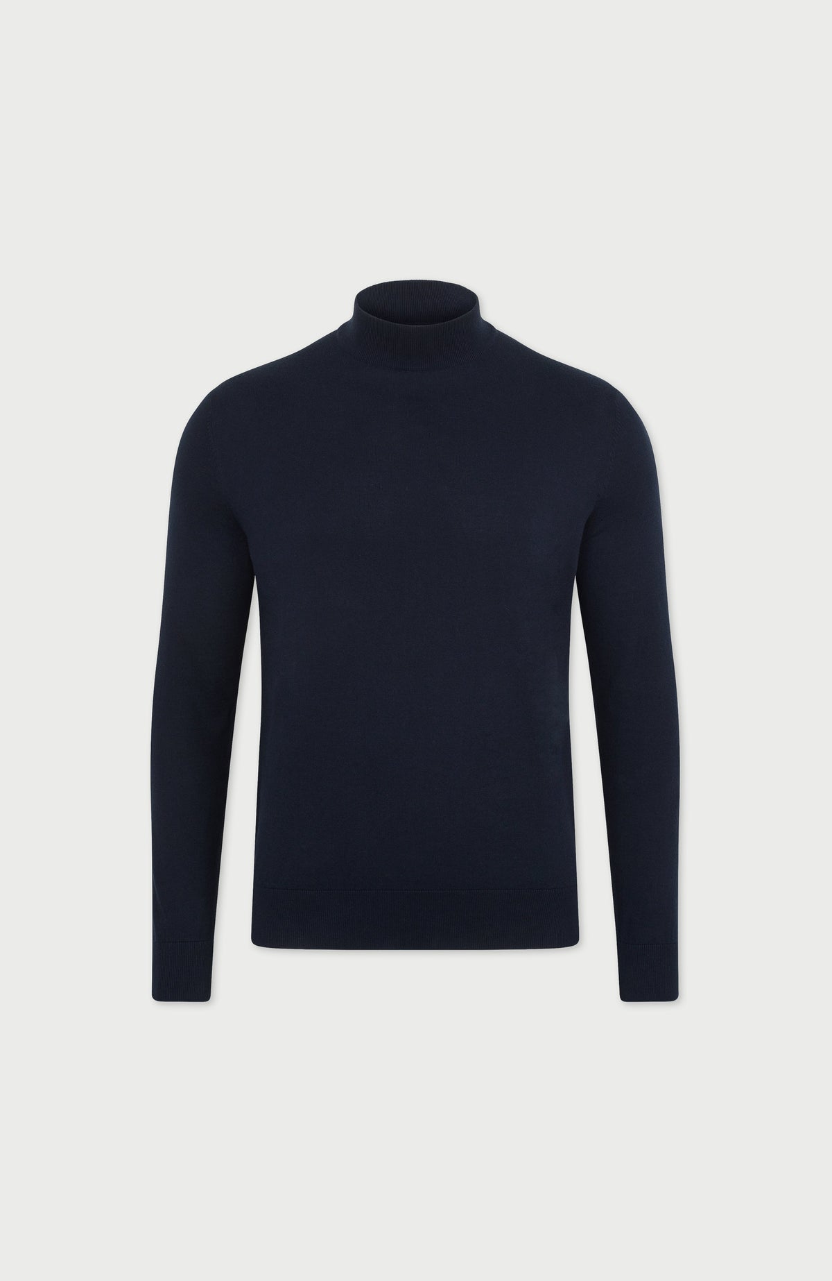 Mens Ultra Fine Cotton Mock Turtle Neck Jumper