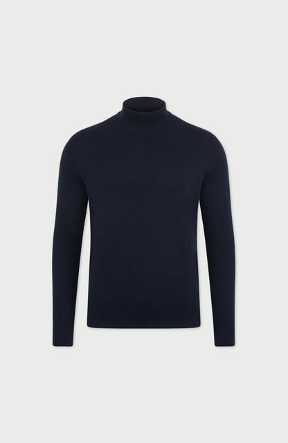 Mens Ultra Fine Cotton Mock Turtle Neck Jumper