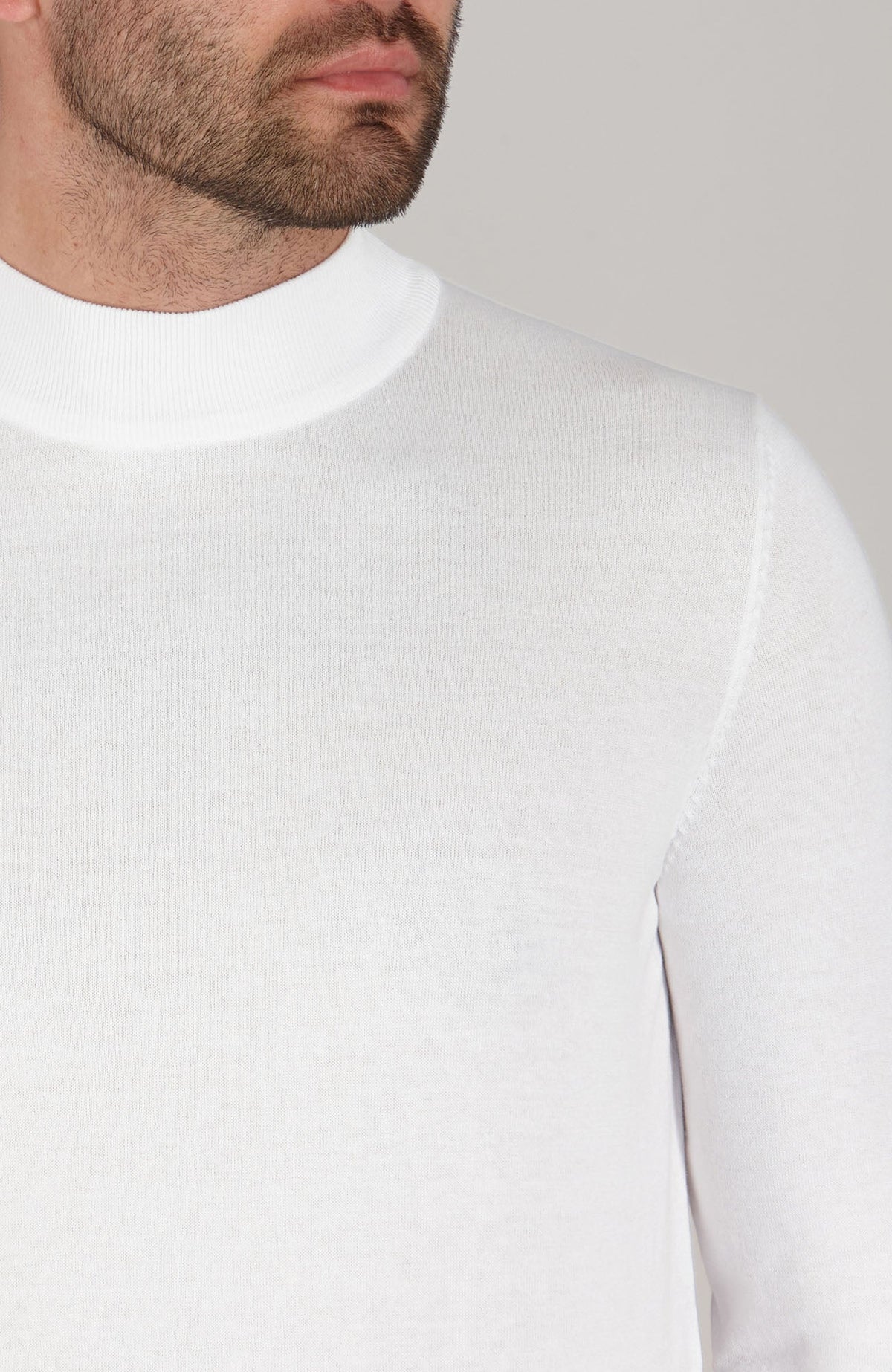 Mens Ultra Fine Cotton Mock Turtle Neck Jumper