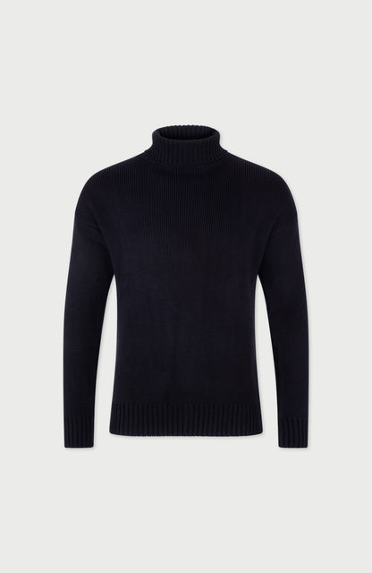 Mens Heavyweight Cotton Submariner Roll Neck Jumper