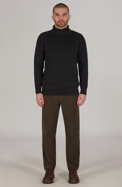 Mens Heavyweight Cotton Submariner Roll Neck Jumper