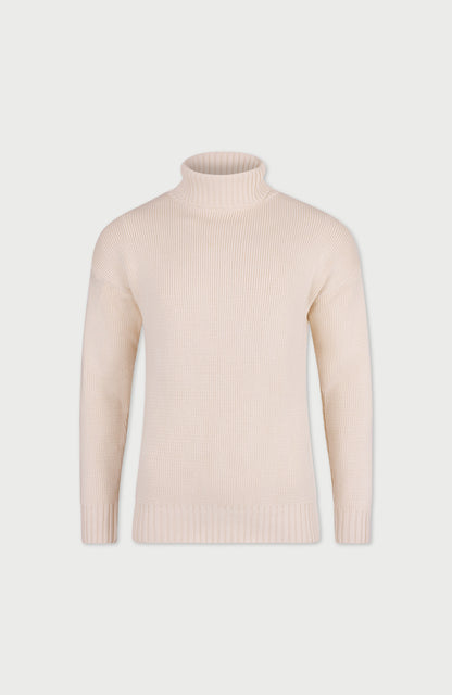 Mens Heavyweight Cotton Submariner Roll Neck Jumper