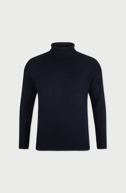 Mens Heavyweight Cotton Submariner Roll Neck Jumper