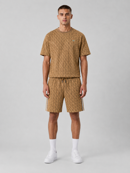Brown Cotton T-Shirt & Shorts Set