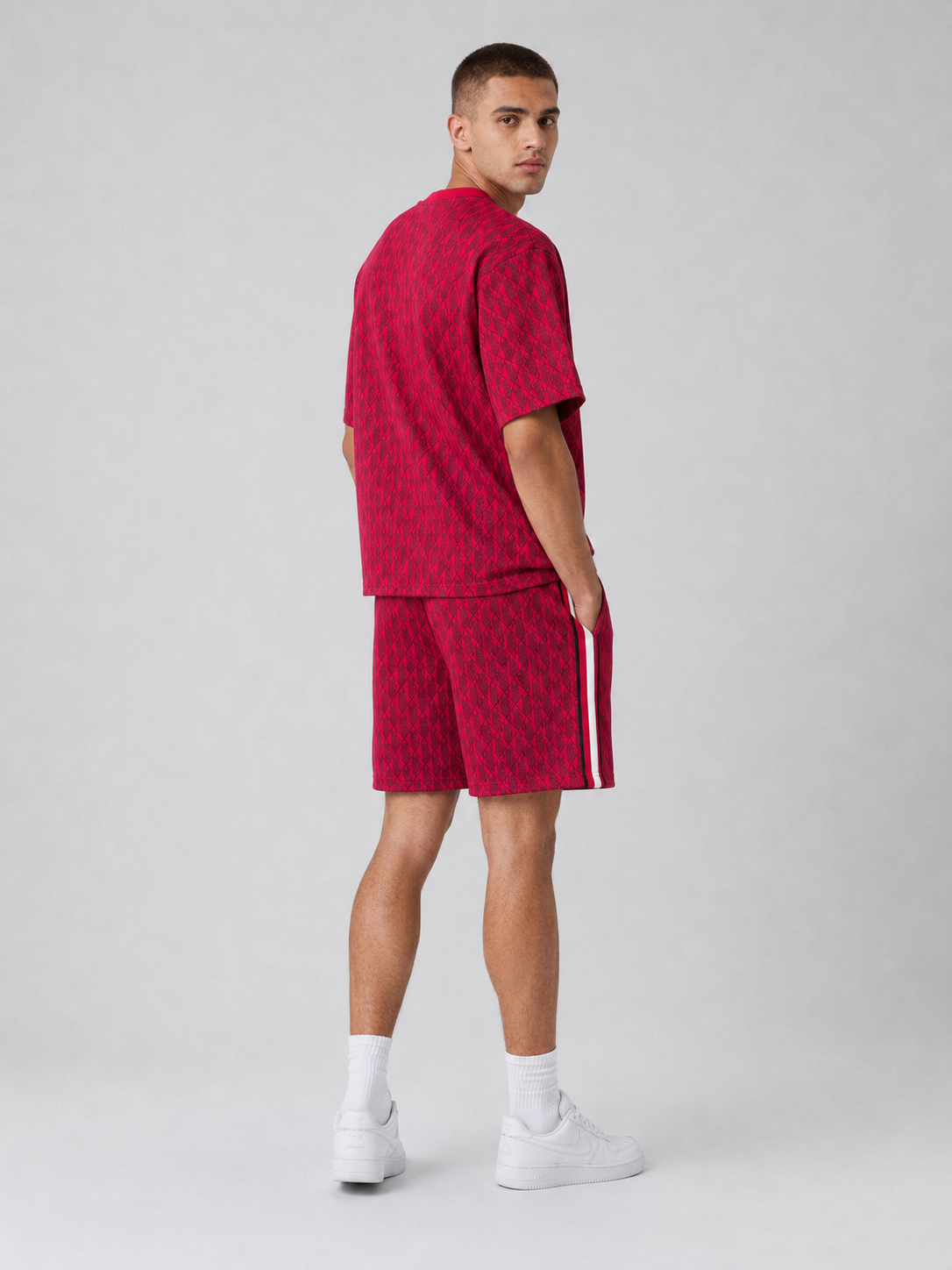 Red Cotton T-Shirt & Shorts Set