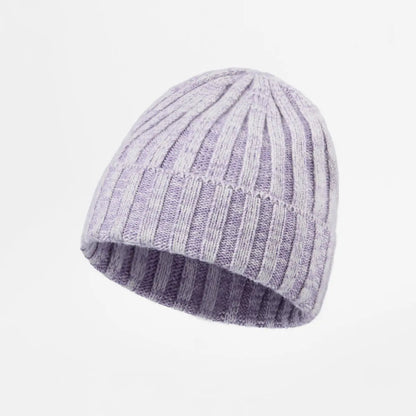 Ribbed Knit Cashmere Merino Wool Blend Beanie Hat