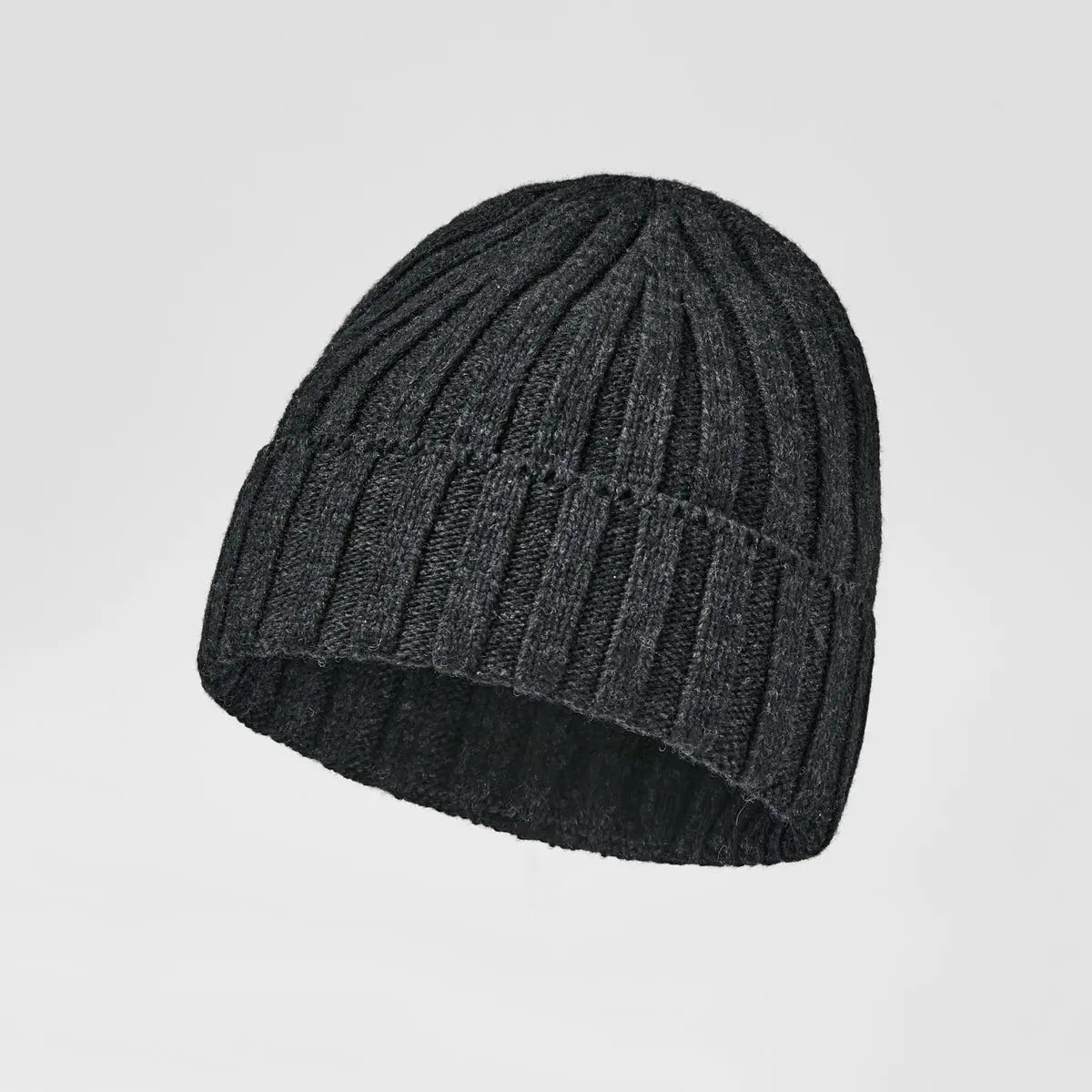 Ribbed Knit Cashmere Merino Wool Blend Beanie Hat