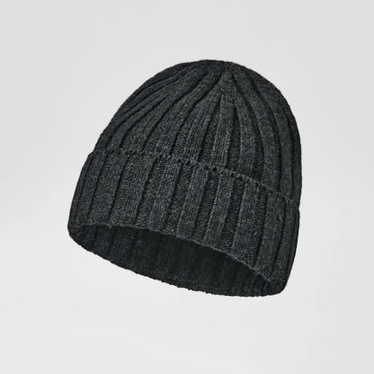 Ribbed Knit Cashmere Merino Wool Blend Beanie Hat