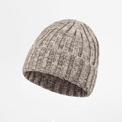 Ribbed Knit Cashmere Merino Wool Blend Beanie Hat