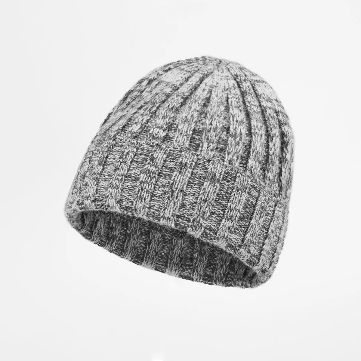 Ribbed Knit Cashmere Merino Wool Blend Beanie Hat
