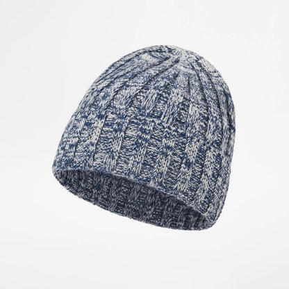 Ribbed Knit Cashmere Merino Wool Blend Beanie Hat