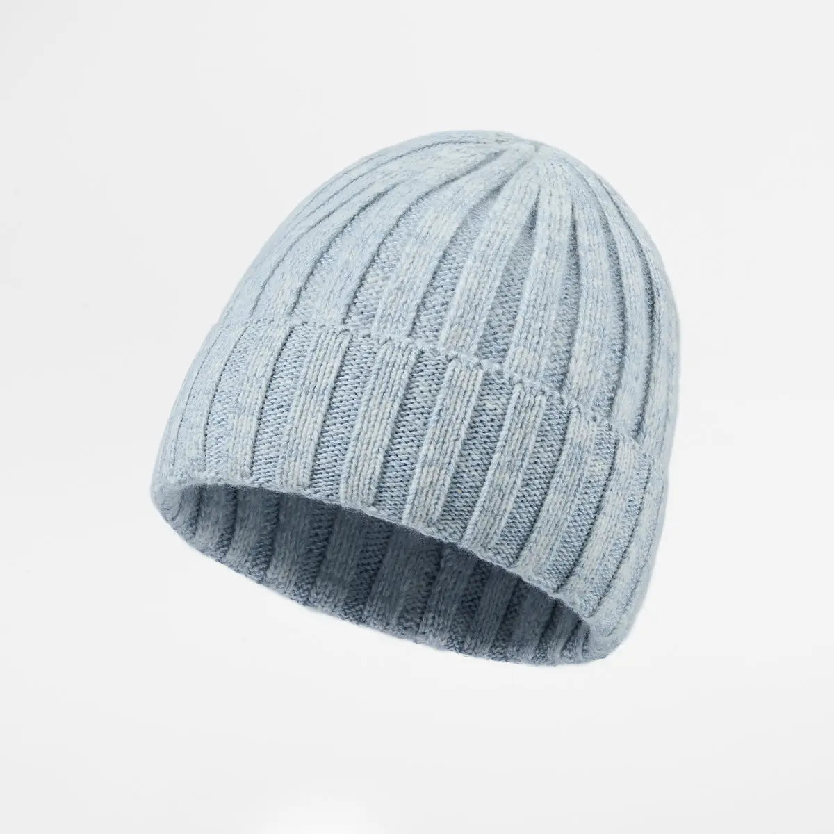 Ribbed Knit Cashmere Merino Wool Blend Beanie Hat